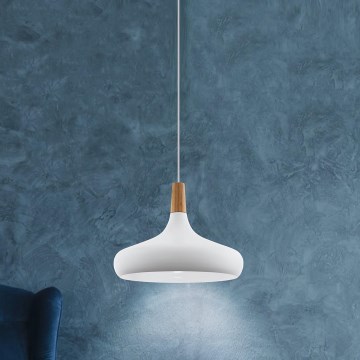 Eglo - Ljuskrona med textilsladd 1xE27/40W/230V diameter 40 cm vit - FSC certifierade