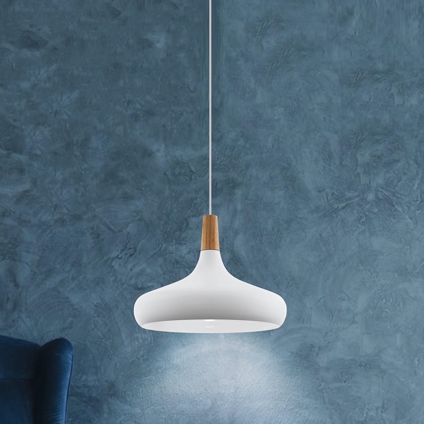 Eglo - Ljuskrona med textilsladd 1xE27/40W/230V diameter 40 cm vit - FSC certifierade