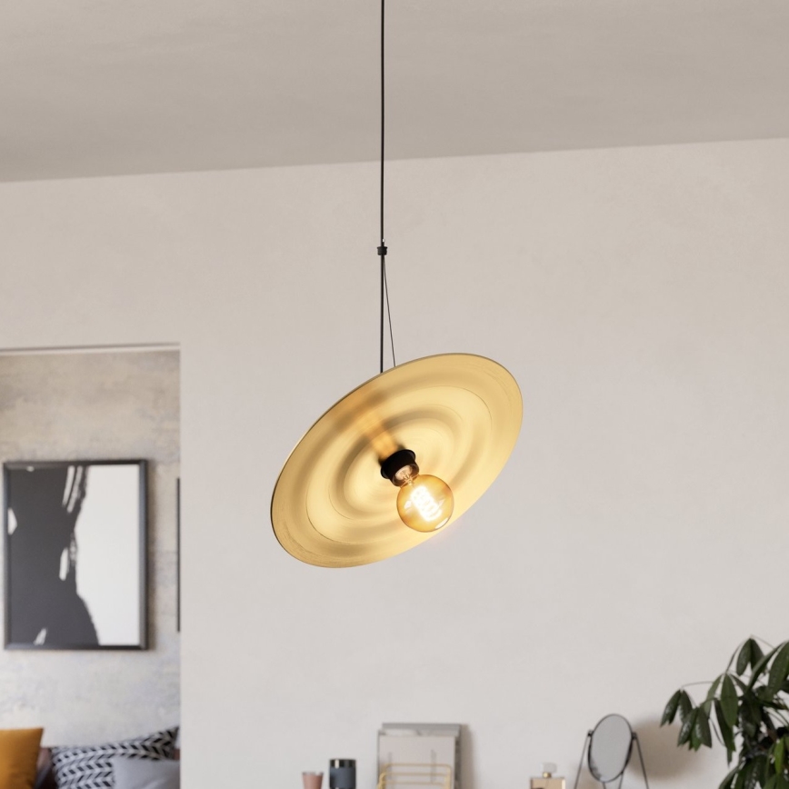 Eglo - Ljuskrona med textilsladd 1xE27/40W/230V guld