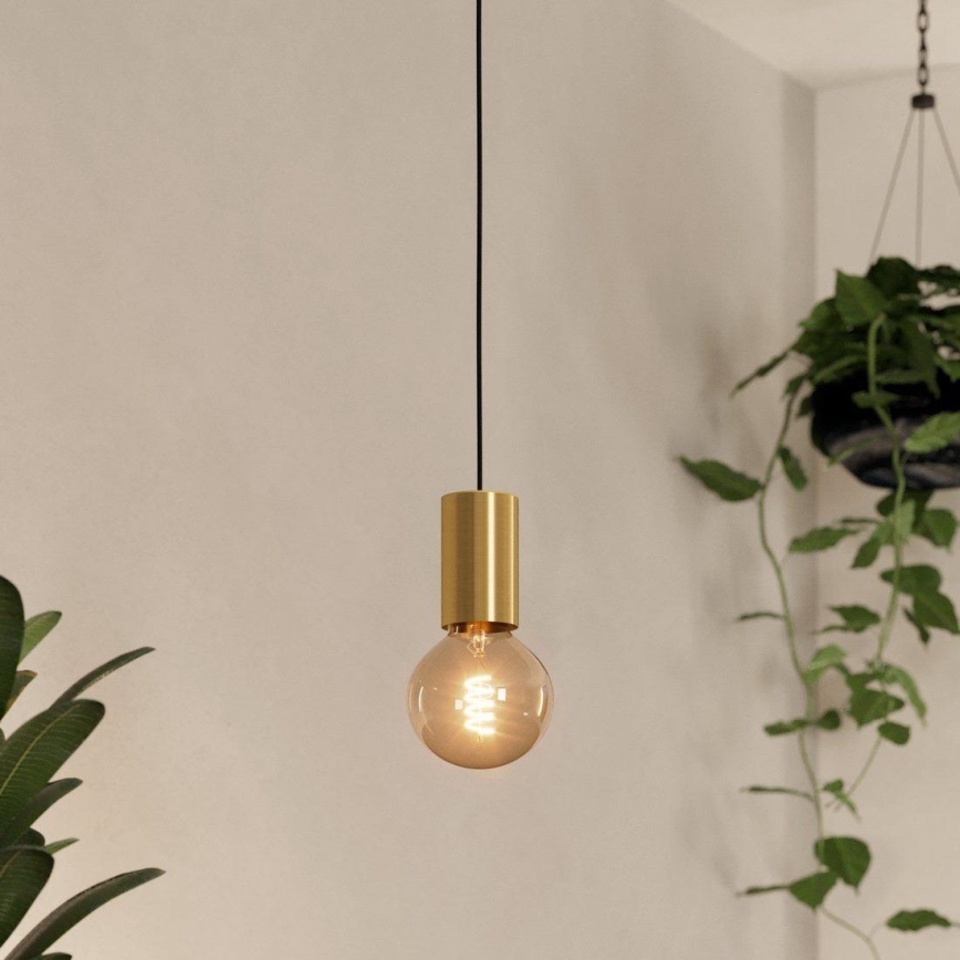 Eglo - Ljuskrona med textilsladd 1xE27/40W/230V guld