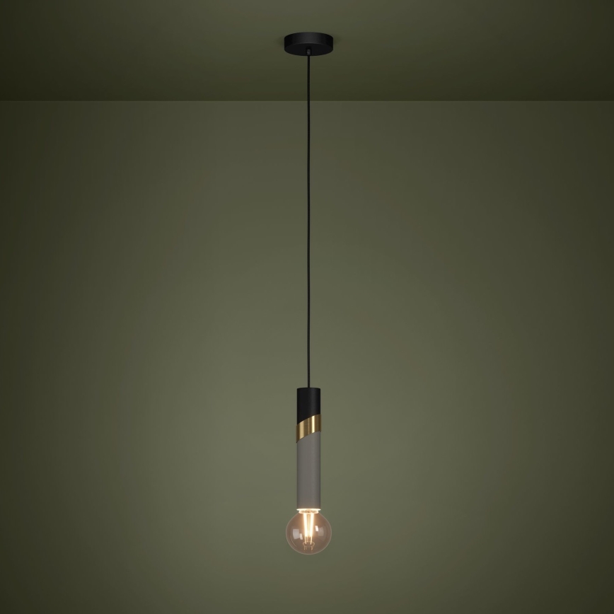 Eglo - Ljuskrona med textilsladd 1xE27/40W/230V svart/guld