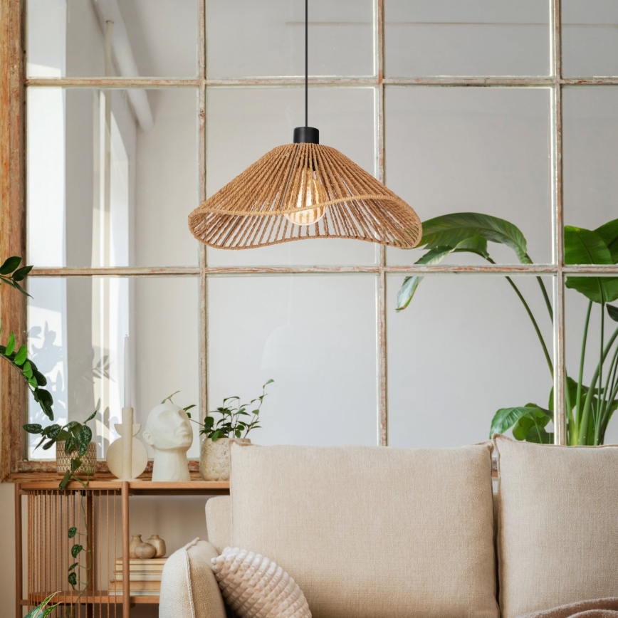 Eglo - Ljuskrona med textilsladd 1xE27/60W/230V brun