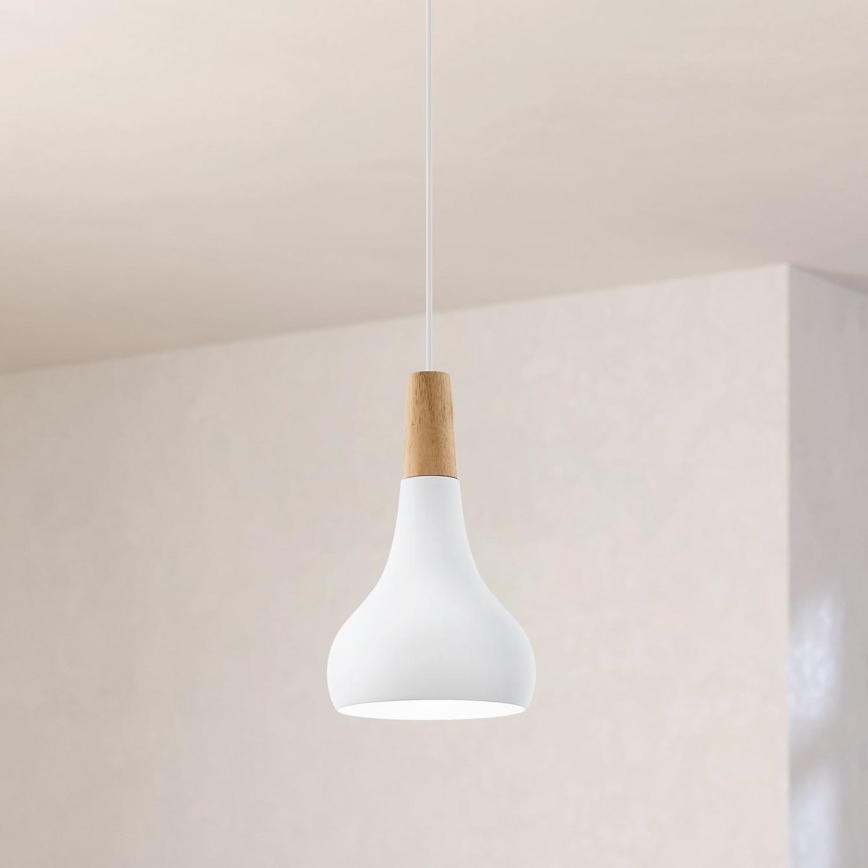 Eglo - Ljuskrona med textilsladd 1xE27/60W/230V diameter 18 cm vit