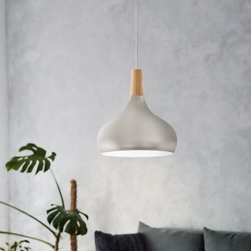 Eglo - Ljuskrona med textilsladd 1xE27/60W/230V diameter 28 cm silver - FSC certifierade