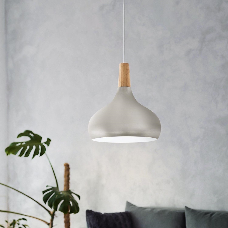 Eglo - Ljuskrona med textilsladd 1xE27/60W/230V diameter 28 cm silver - FSC certifierade