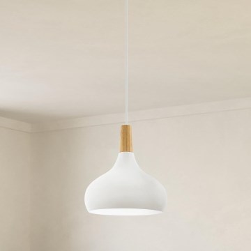 Eglo - Ljuskrona med textilsladd 1xE27/60W/230V diameter 28 cm vit - FSC certifierade