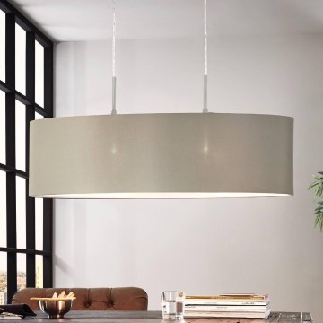 Eglo - Ljuskrona med textilsladd 2xE27/60W/230V taupe