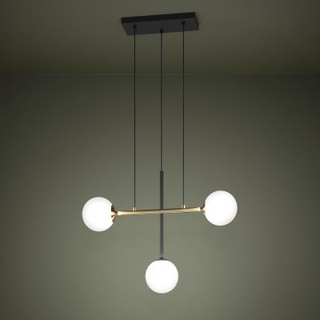 Eglo - Ljuskrona med textilsladd 3xE14/40W/230V guld/svart