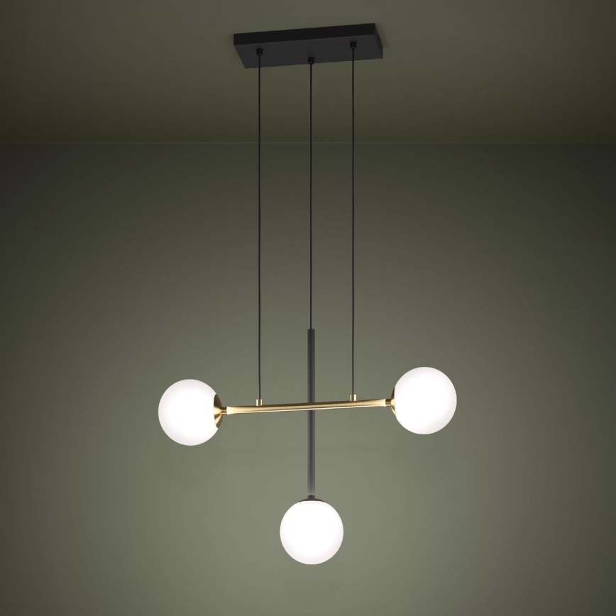 Eglo - Ljuskrona med textilsladd 3xE14/40W/230V guld/svart