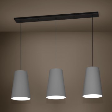 Eglo - Ljuskrona med textilsladd 3xE27/40W/230V grå