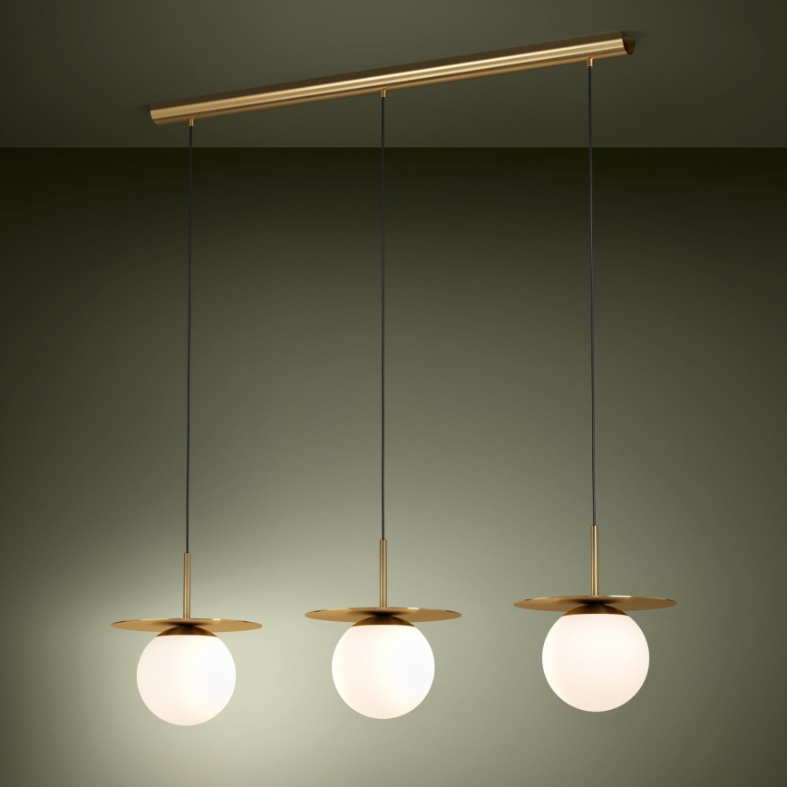 Eglo - Ljuskrona med textilsladd 3xE27/40W/230V guld