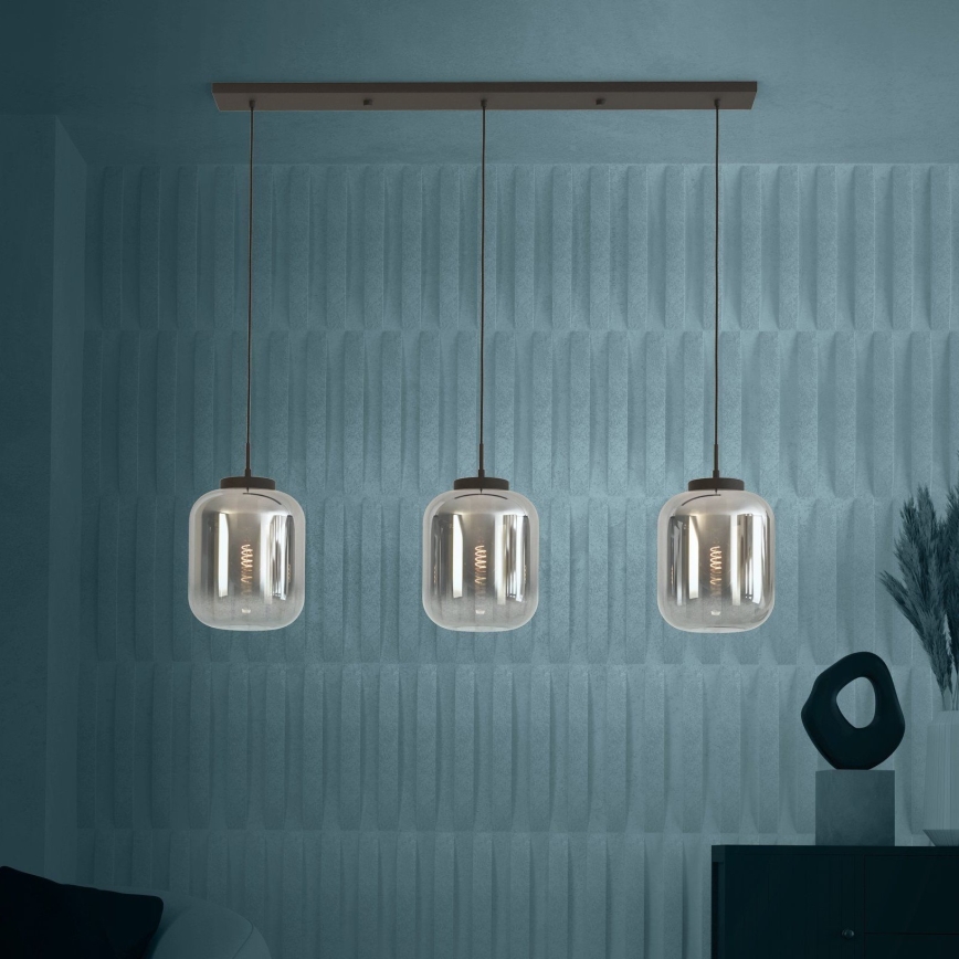 Eglo - Ljuskrona med textilsladd 3xE27/40W/230V rökig