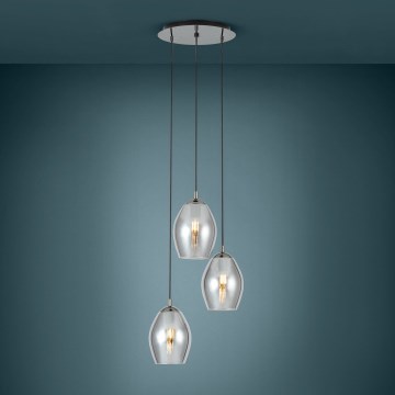 Eglo - Ljuskrona med textilsladd 3xE27/60W/230V rökig