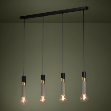 Eglo - Ljuskrona med textilsladd 4xE27/40W/230V svart/guld