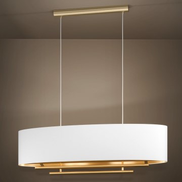 Eglo - Ljuskrona med textilsladd 4xE27/40W/230V vit/guld