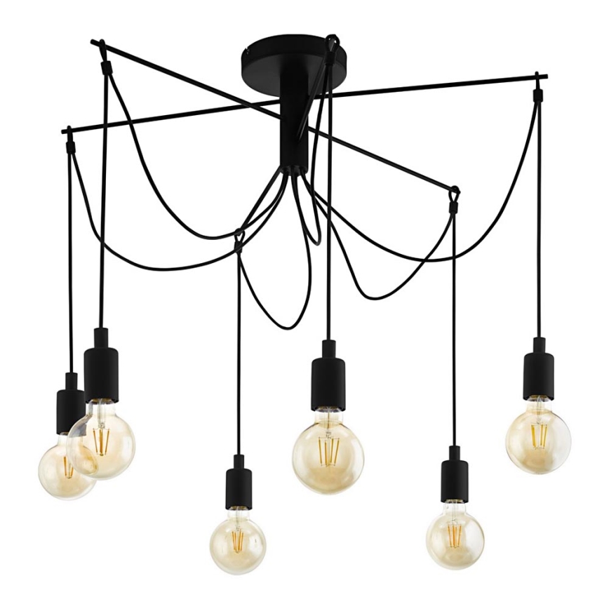 Eglo - Ljuskrona med textilsladd 6xE27/60W/230V spindel