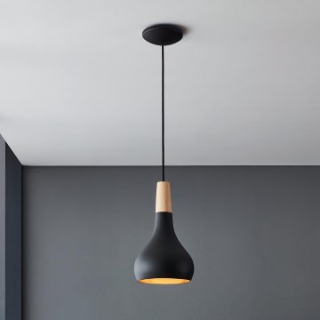 Eglo - Ljuskrona med upphängningsrem 1xE27/40W/230V diameter 18 cm svart