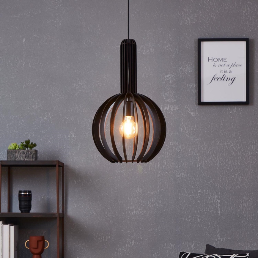 Eglo - Ljuskrona med upphängningsrem 1xE27/40W/230V diameter 31 cm svart