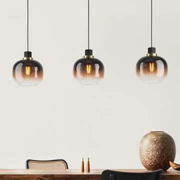 Eglo - Ljuskrona med upphängningsrem 3xE27/40W/230V brun
