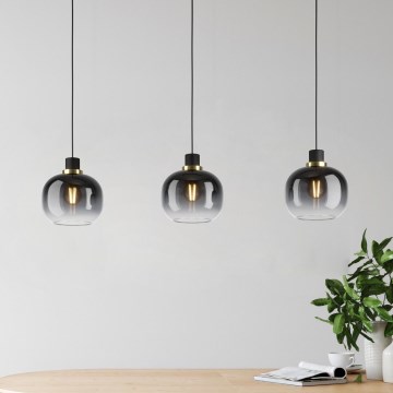 Eglo - Ljuskrona med upphängningsrem 3xE27/40W/230V grå