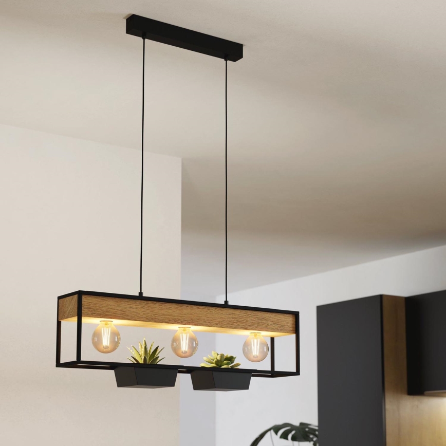 Eglo - Ljuskrona med upphängningsrem 3xE27/40W/230V