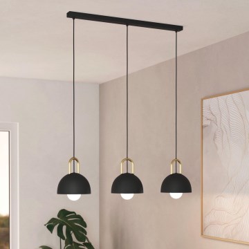 Eglo - Ljusskrona med upphängningsrem  3xE27/40W/230V svart