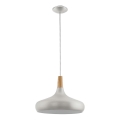 Eglo - Pendellampa med kabel 1xE27/40W/230V Ø 40 cm silverfärgad