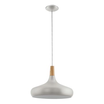 Eglo - Pendellampa med kabel 1xE27/40W/230V Ø 40 cm silverfärgad