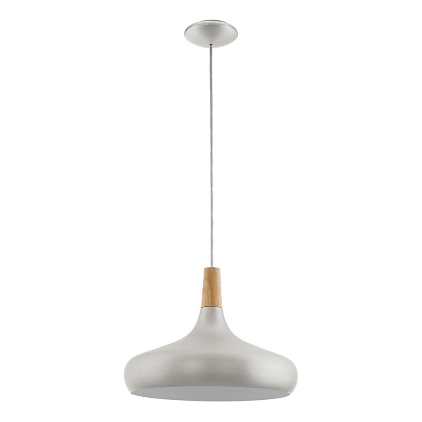 Eglo - Pendellampa med kabel 1xE27/40W/230V Ø 40 cm silverfärgad