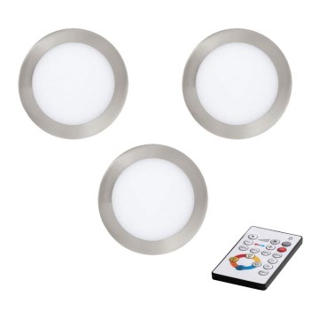Eglo - SET 3x LED Dimbar Infälld Takbelysning TINUS LED/6W/230V + Fjärrstyrd