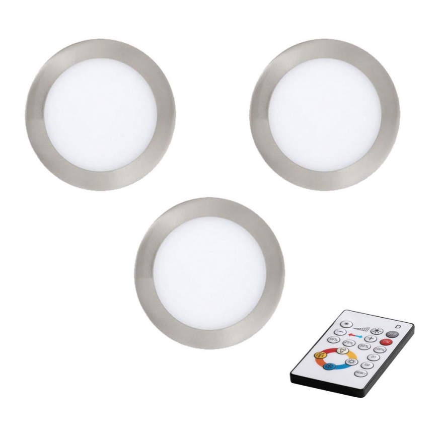 Eglo - SET 3x LED Dimbar Infälld Takbelysning TINUS LED/6W/230V + Fjärrstyrd