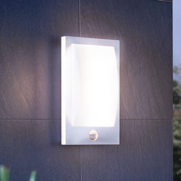 Eglo - Utomhus vägglampa med sensor 1xE27/12W/230V IP44 matt krom