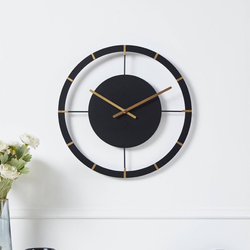 Eglo - Väggklocka 1xAA diameter 40 cm svart/guld