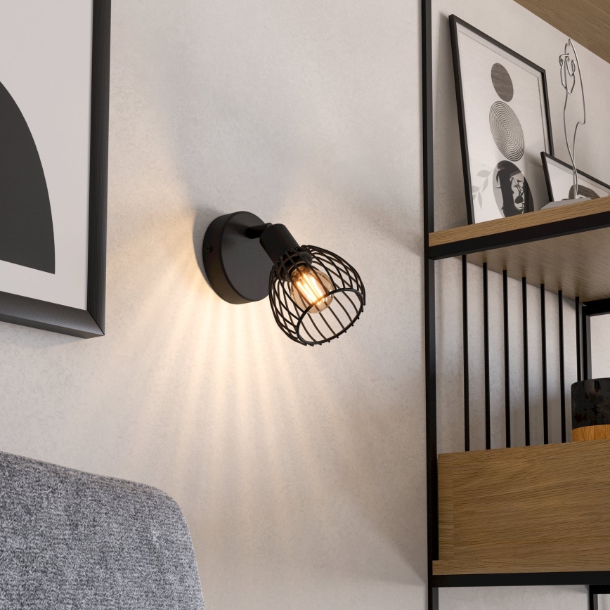 Eglo - Vägglampa 1xE14/40W/230V svart
