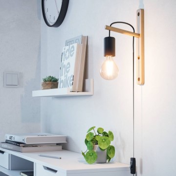 Eglo - Vägglampa 1xE27/10W/230V gummifikon brun/svart