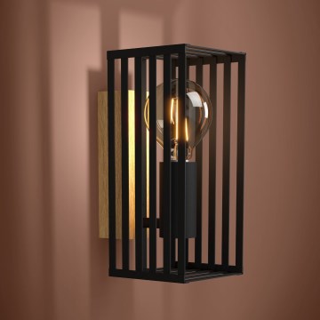 Eglo - Vägglampa 1xE27/40W/230V svart/brun