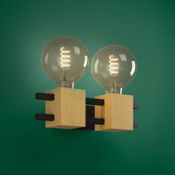 Eglo - Vägglampa 2xE27/40W/230V svart/brun