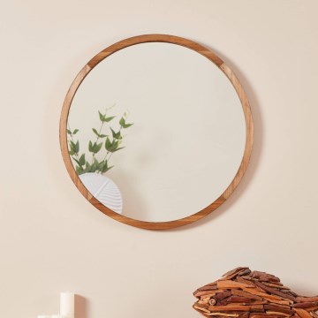 Eglo - Väggspegel diameter 70 cm brun