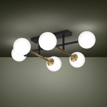 Eglo - Ytmonterad ljuskrona 6xE14/40W/230V guld/svart