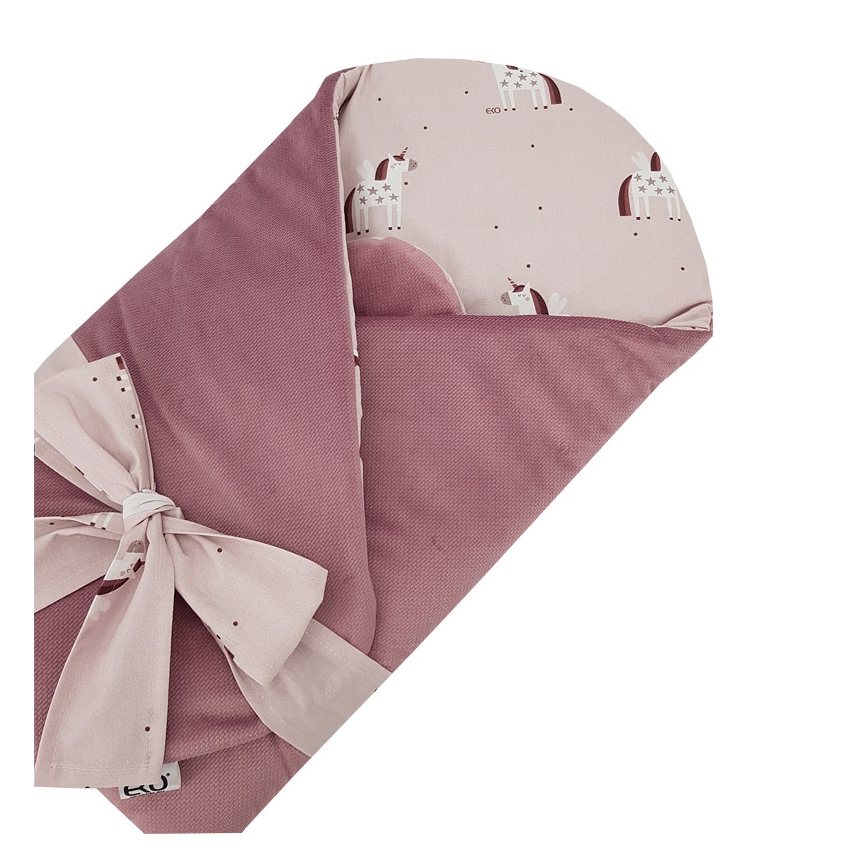 EKO - Cotton swaddle blanket UNICORN 75x75 cm