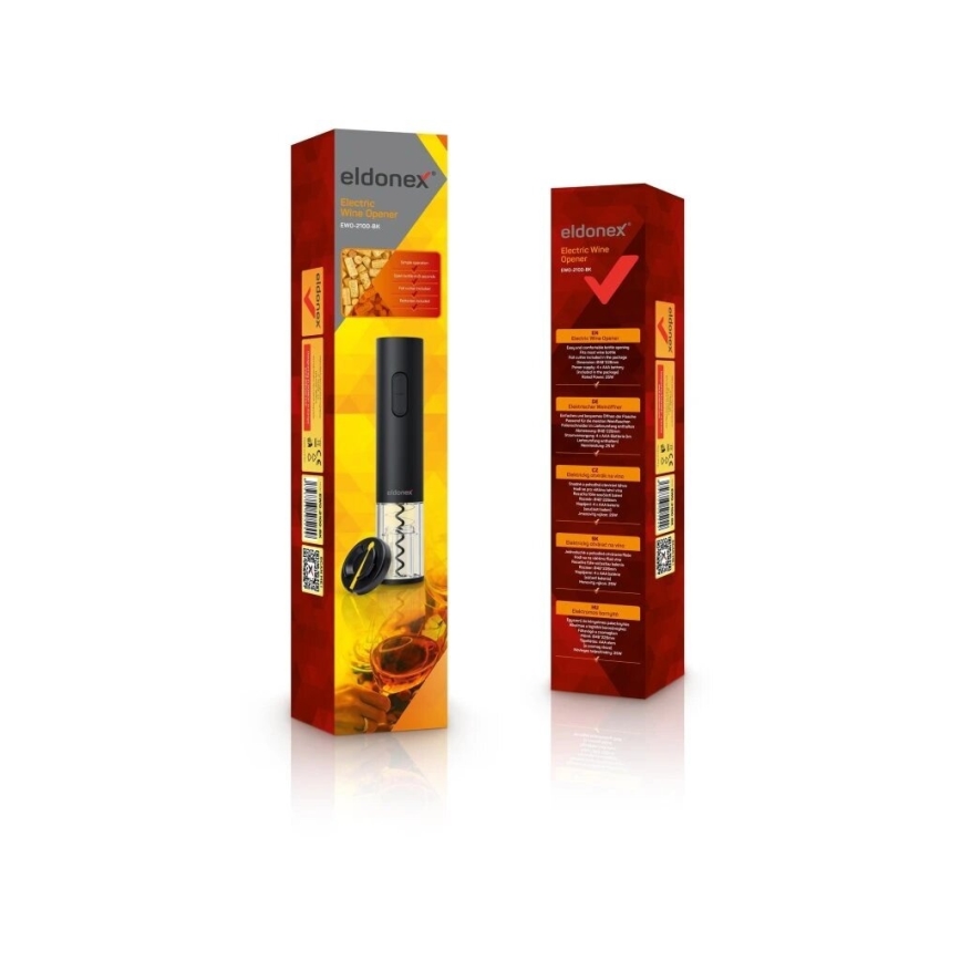 ELDONEX EWO-2100-BK - Elektrisk vinöppnare 4xAA svart