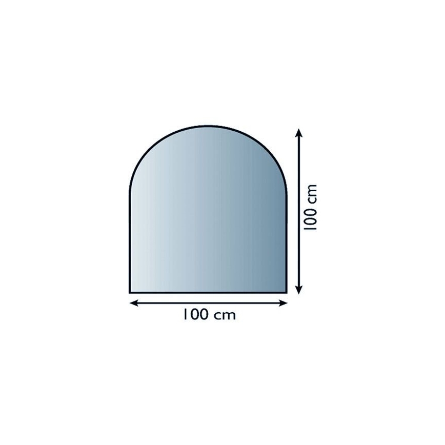 Eldstad glasunderlägg 1000x1000x6 mm halvbåge