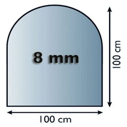 Eldstad glasunderlägg 1000x1000x8 mm halvbåge