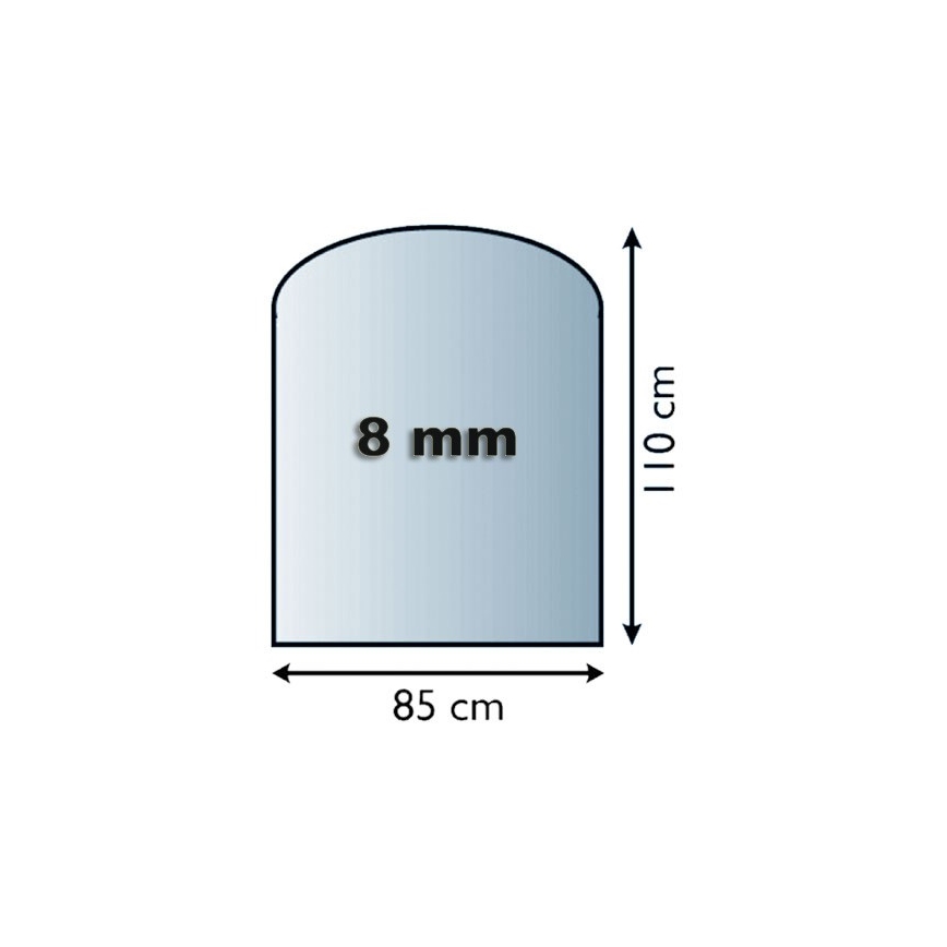 Eldstad glasunderlägg 1100x850x8 mm halvbåge
