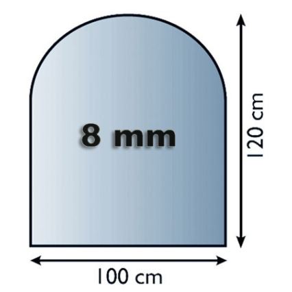 Eldstad glasunderlägg 1200x1000x8 mm halvbåge