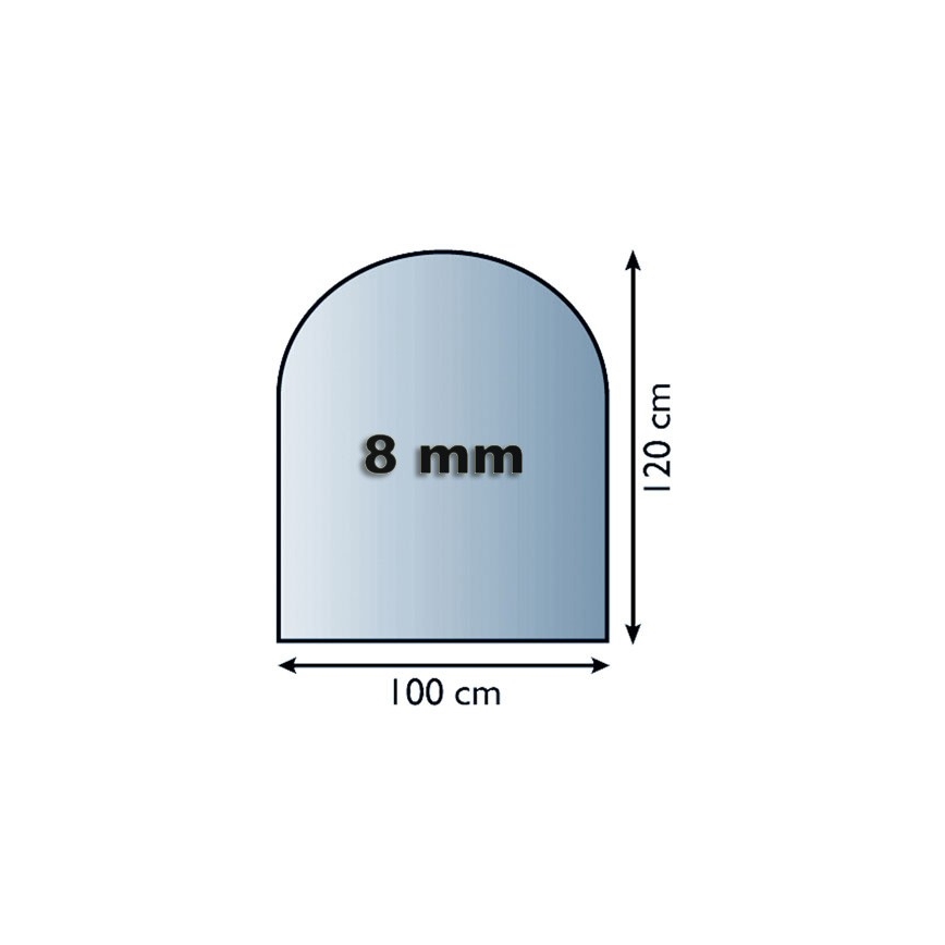 Eldstad glasunderlägg 1200x1000x8 mm halvbåge