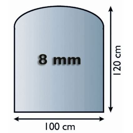 Eldstad glasunderlägg 1200x1000x8 mm halvbåge