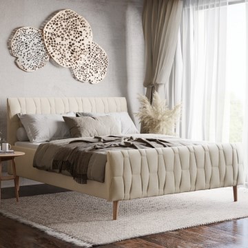 Elegant stoppad säng FLORA 160x200 cm, utan madrass, beige