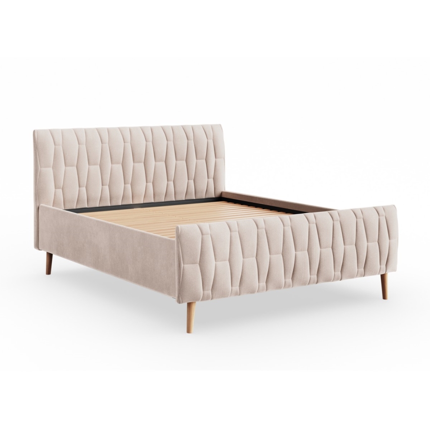 Elegant stoppad säng FLORA 160x200 cm, utan madrass, beige
