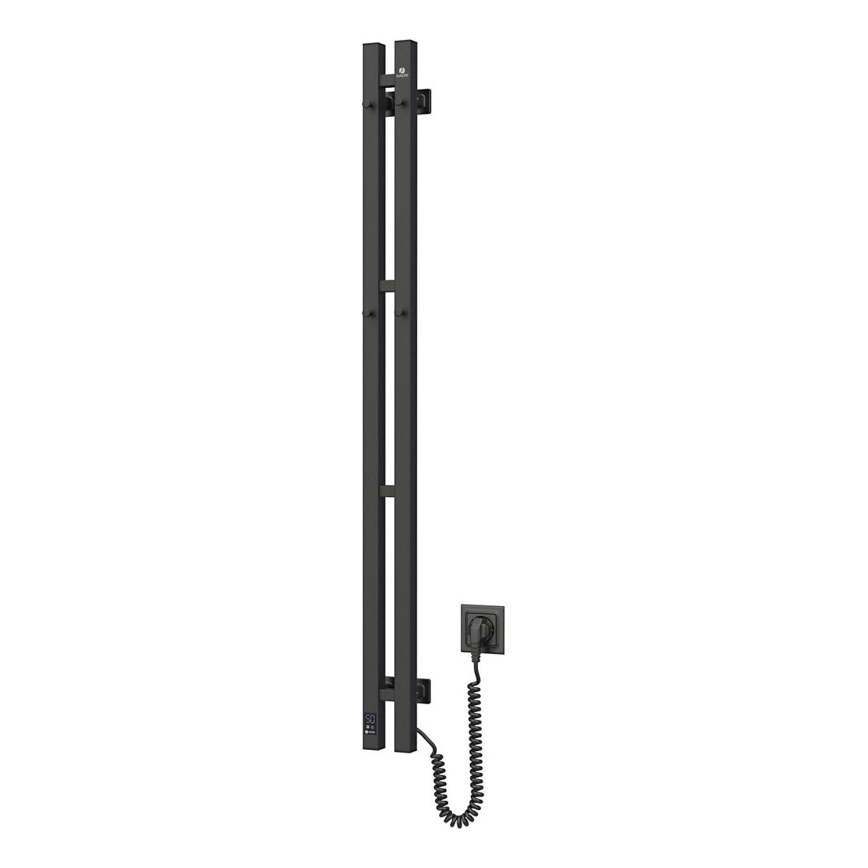 elekrtisk handdukstork med termostat SILOUETTE 187W/230V 120,6 cm IP44 svart rätt vinklat